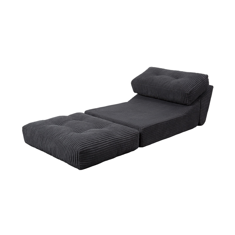 Canapé-lit pliable multifonctionnel entièrement en mousse en velours côtelé gris foncé avec dossier ergonomique Canapé-lit pliable multifonctionnel entièrement en mousse en velours côtelé gris foncé avec dossier ergonomique
