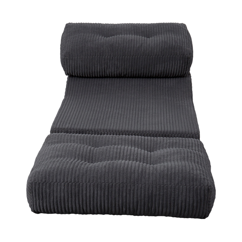 Canapé-lit pliable multifonctionnel entièrement en mousse en velours côtelé gris foncé avec dossier ergonomique Canapé-lit pliable multifonctionnel entièrement en mousse en velours côtelé gris foncé avec dossier ergonomique