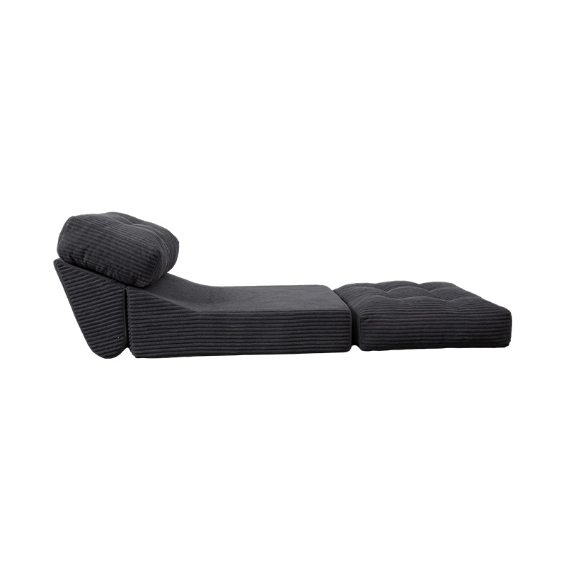 Canapé-lit pliable multifonctionnel entièrement en mousse en velours côtelé gris foncé avec dossier ergonomique Canapé-lit pliable multifonctionnel entièrement en mousse en velours côtelé gris foncé avec dossier ergonomique