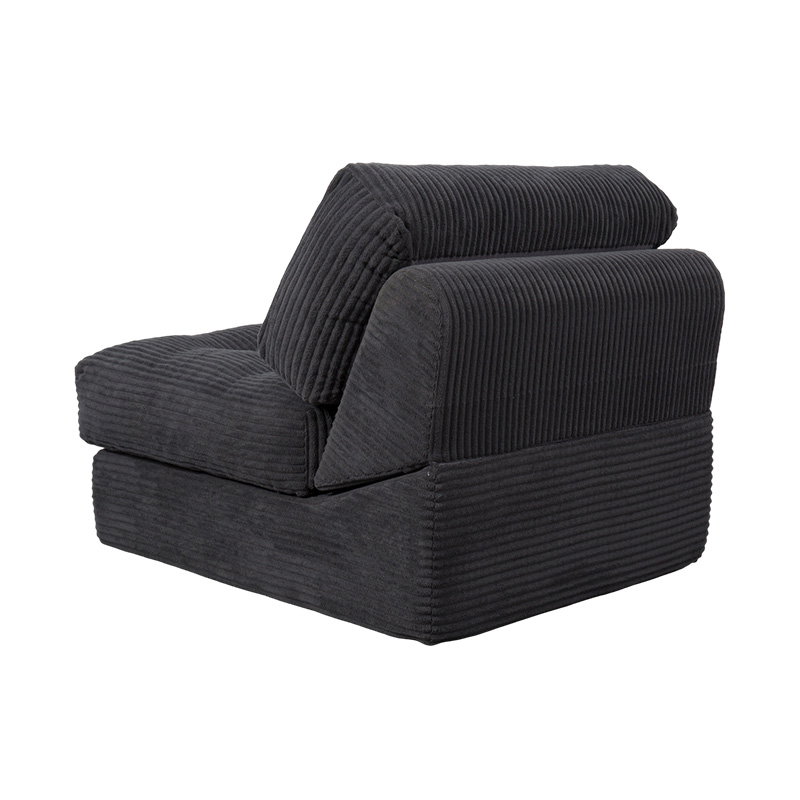 Canapé-lit pliable multifonctionnel entièrement en mousse en velours côtelé gris foncé avec dossier ergonomique Canapé-lit pliable multifonctionnel entièrement en mousse en velours côtelé gris foncé avec dossier ergonomique