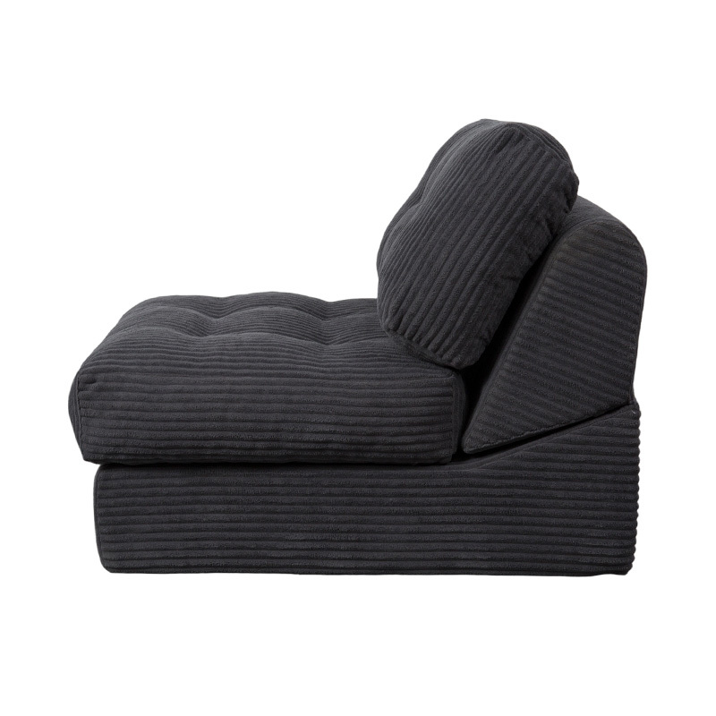 Canapé-lit pliable multifonctionnel entièrement en mousse en velours côtelé gris foncé avec dossier ergonomique Canapé-lit pliable multifonctionnel entièrement en mousse en velours côtelé gris foncé avec dossier ergonomique