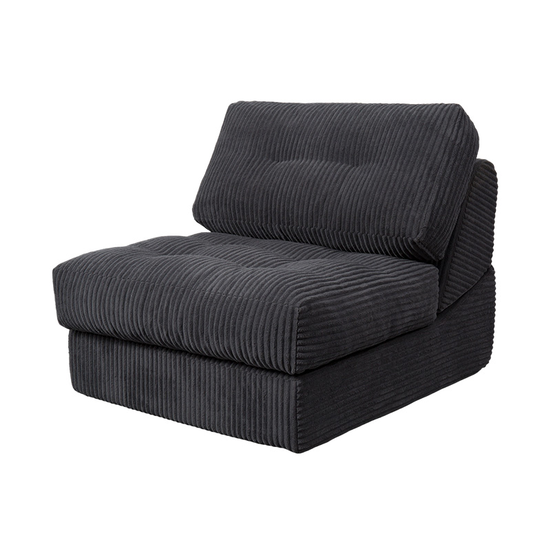 Canapé-lit pliable multifonctionnel entièrement en mousse en velours côtelé gris foncé avec dossier ergonomique Canapé-lit pliable multifonctionnel entièrement en mousse en velours côtelé gris foncé avec dossier ergonomique