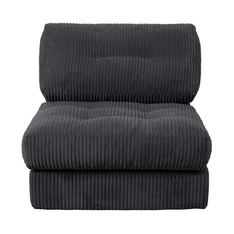 Canapé-lit pliable multifonctionnel entièrement en mousse en velours côtelé gris foncé avec dossier ergonomique Canapé-lit pliable multifonctionnel entièrement en mousse en velours côtelé gris foncé avec dossier ergonomique