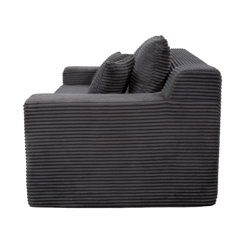 Canapé-lit modulable transformable en velours côtelé gris foncé avec plusieurs coussins Canapé-lit modulable transformable en velours côtelé gris foncé avec plusieurs coussins