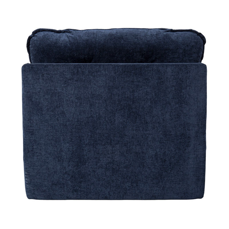Ensemble de canapés modulaires entièrement en mousse en velours côtelé bleu foncé avec dossier rembourré et pouf assorti Ensemble de canapés modulaires entièrement en mousse en velours côtelé bleu foncé avec dossier rembourré et pouf assorti