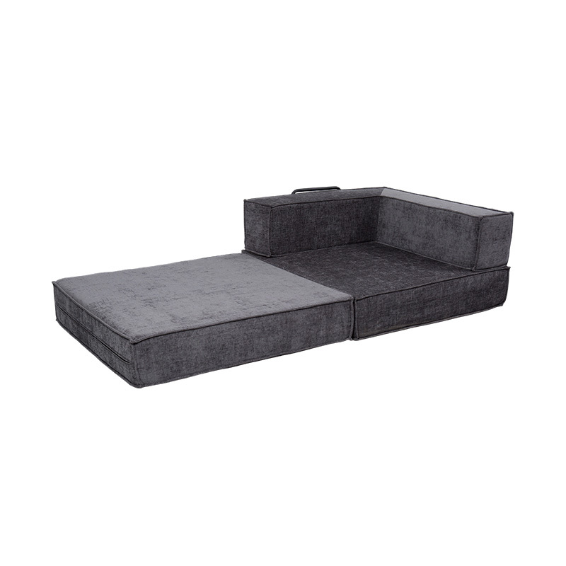 Canapé modulaire créatif en tissu gris foncé, design entièrement en mousse librement combinable et multifonctionnel Canapé modulaire créatif en tissu gris foncé, design entièrement en mousse librement combinable et multifonctionnel