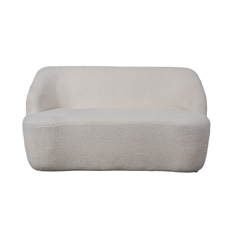 Canapé double arrondi en tissu imitation sherpa crème pour un look cosy