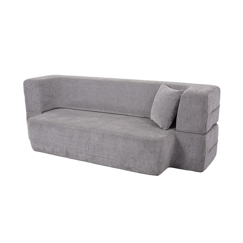 Canapé-lit multifonction convertible en velours gris clair avec coussins Canapé-lit multifonction convertible en velours gris clair avec coussins