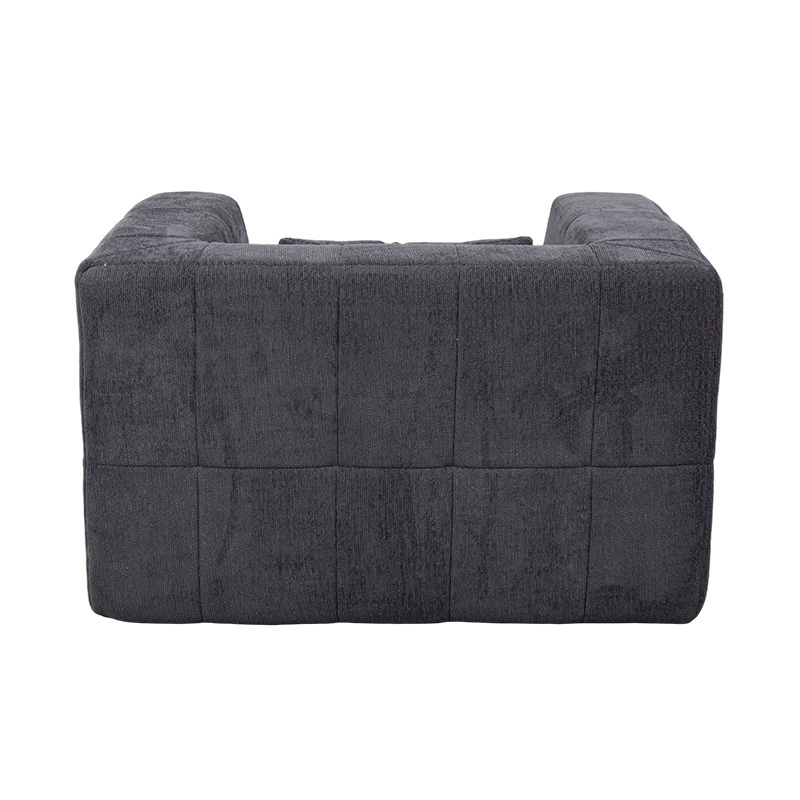 Canapé de salon simple entièrement en mousse avec velours gris foncé et motif de blocs géométriques Canapé de salon simple entièrement en mousse avec velours gris foncé et motif de blocs géométriques