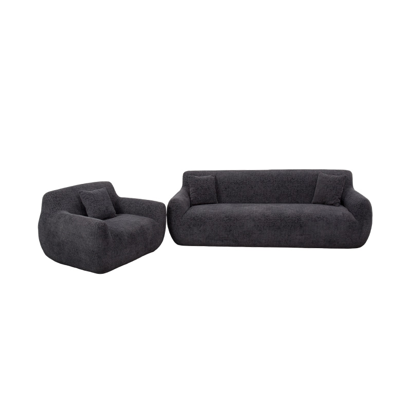 Canapé simple de style câlin entièrement en mousse avec tissu chenille épais et motif jacquard subtil Canapé simple de style câlin entièrement en mousse avec tissu chenille épais et motif jacquard subtil