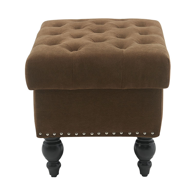Tabouret de rangement carré en tissu marron Teddy Fairy Tale