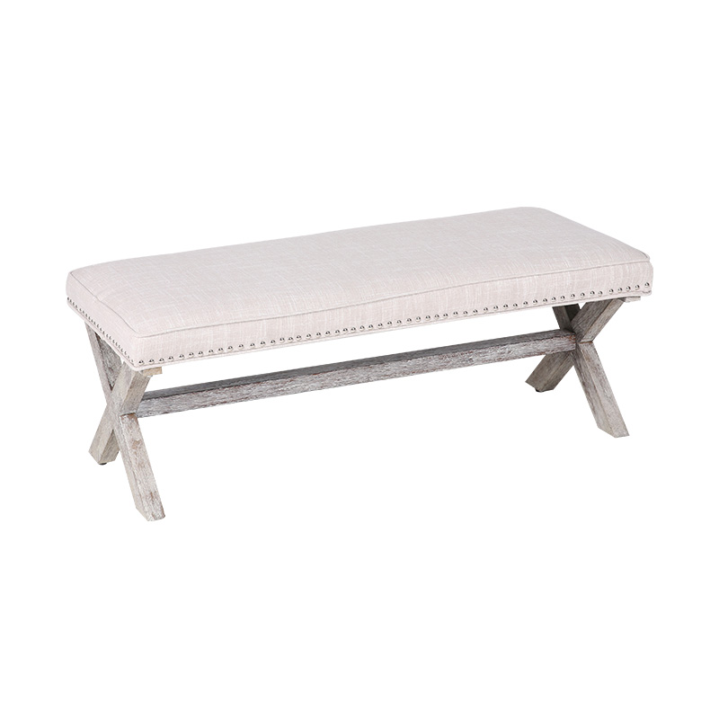 Banc en cuir à pieds croisés couleur forêt