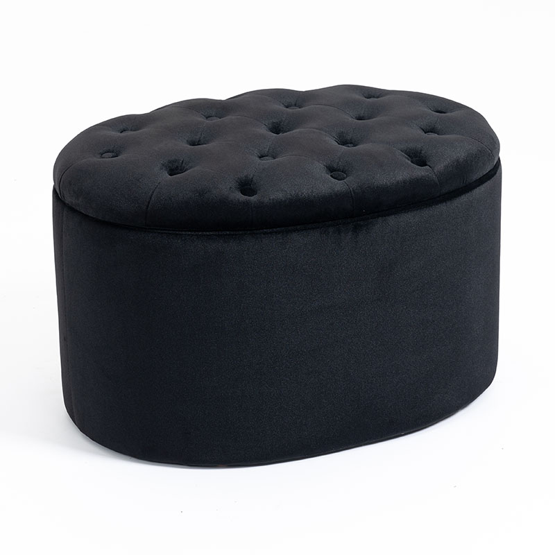 Petit tabouret de rangement en tissu coloré en forme de pain