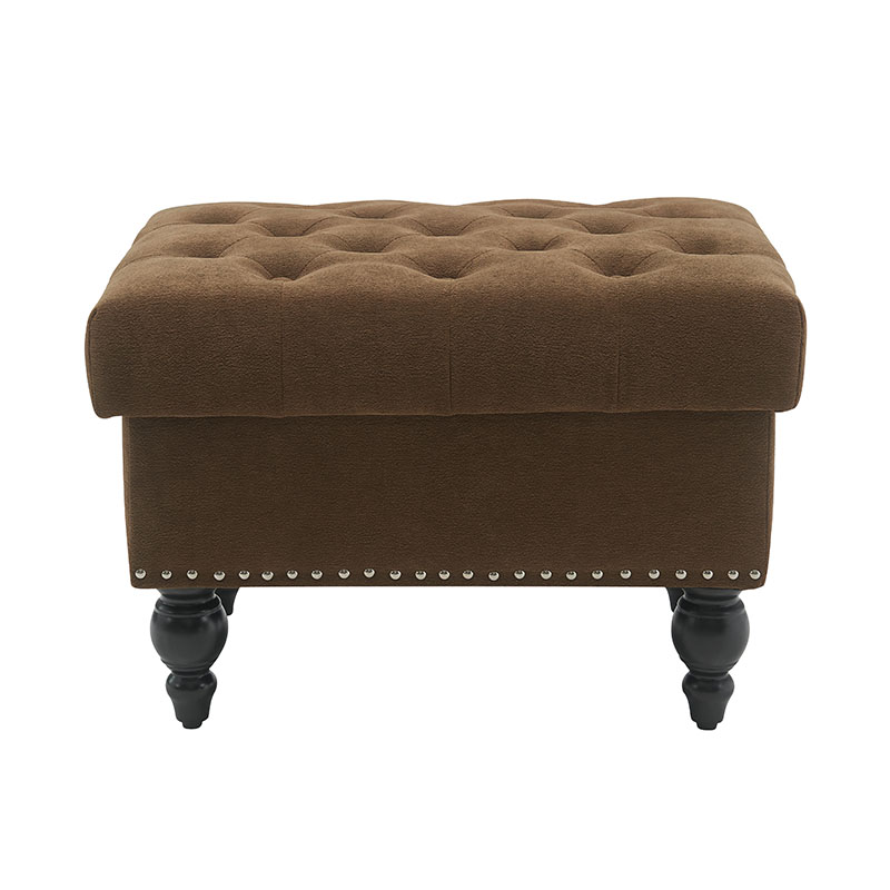 Tabouret de rangement carré en tissu marron Teddy Fairy Tale