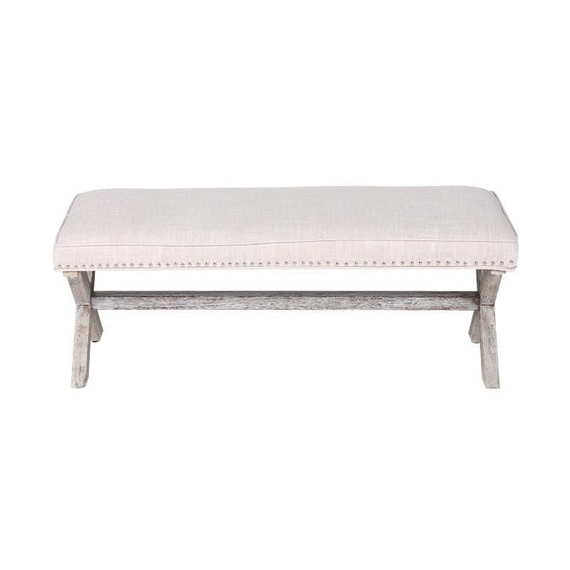 Banc en cuir à pieds croisés couleur forêt
