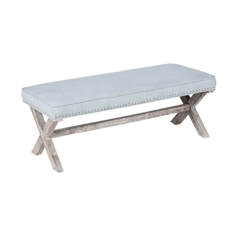 Banc en cuir à pieds croisés couleur forêt
