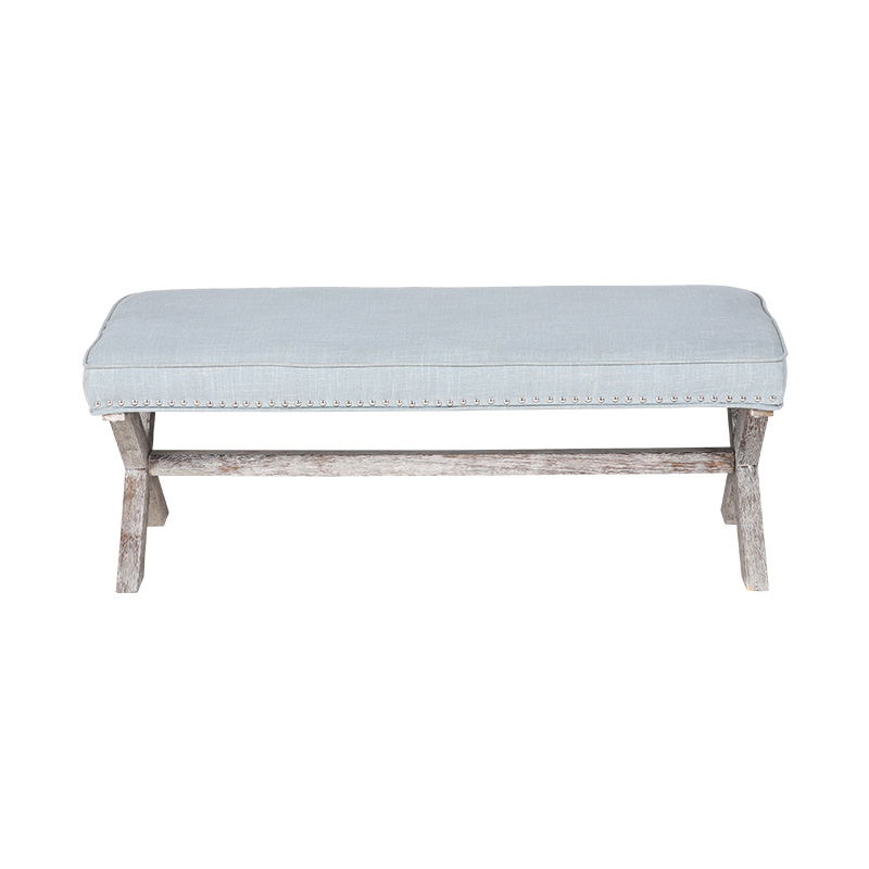 Banc en cuir à pieds croisés couleur forêt